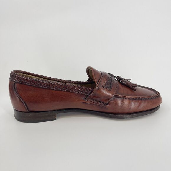 Allen Edmonds Size 11.5 D Maxfield Brown Leather Tasseled Loafers Braided Trim main image 7